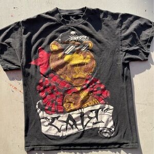Men's Fatal‎ Clothing T-Shirt Black Spell-Out Logo L Streetwear Y2K Cartoon Art